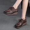 Туфли-лодочки из натуральной кожи в стиле ретро с круглым носком, на шнуровке, удобные, универсальные, женские туфли на танкетке