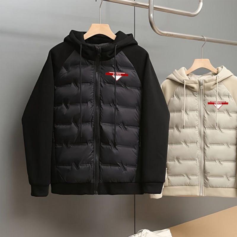 High Quality Letter Print Hooded Padded Jacket Warm Thick Cotton Coat Young Men Daily Wear