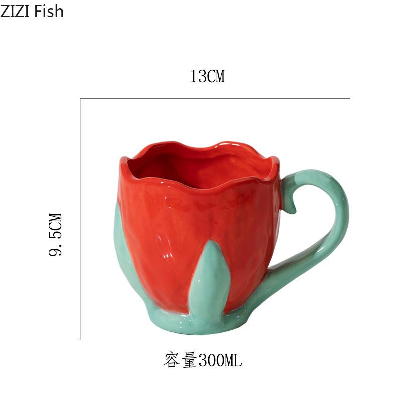 Nordic Creative Tulip Flower Water Cup Керамическая кружка для офиса, послеобеденного чая, латте, кофе, чашка для домашнего завтрака, молока, напитков, подарков