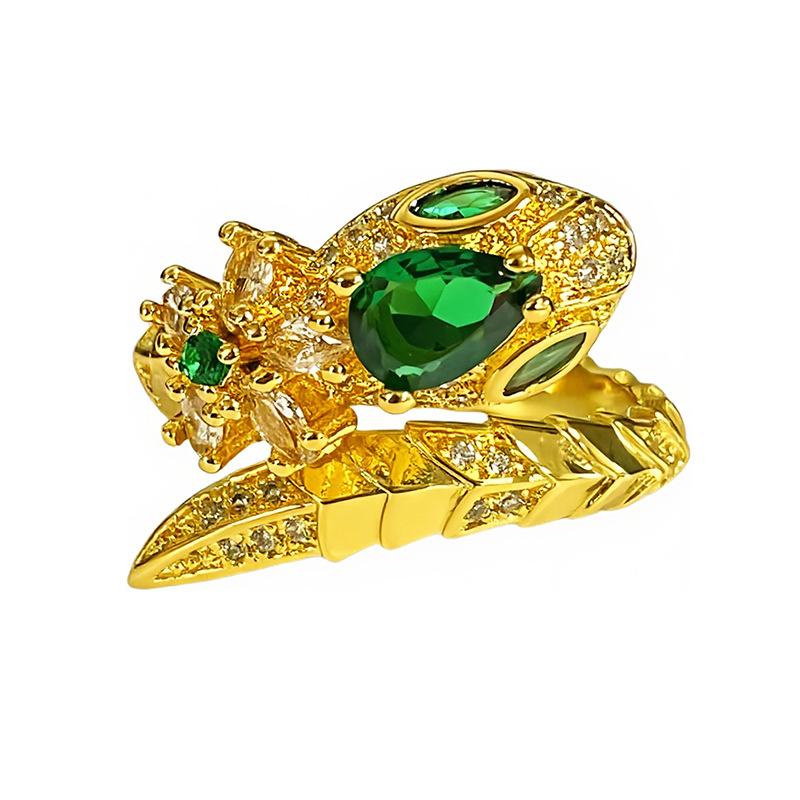 Halloween Punk Serpentine Zir*****Pen Ring Spirit Snake Series Personality Niche Hip Hop Ring Girl