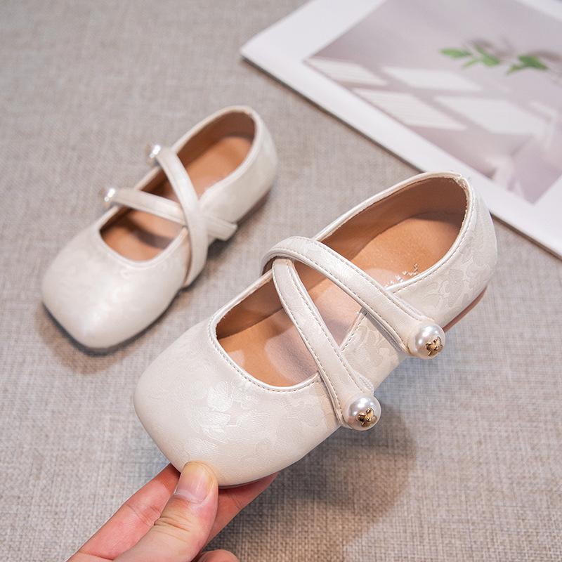 Женские кожаные мокасины в китайском стиле с мягкой подошвой - Весна 2026 года Туфли-балетки 'Принцесса' для детей среднего и старшего возраста.