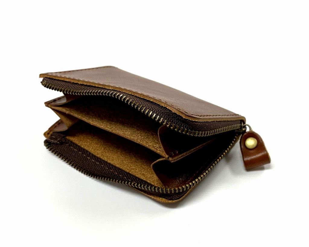 Кошелек Tochigi Leather L Zip для монет и карточек, коричневый [Bell Label] [Сделано в Японии] -