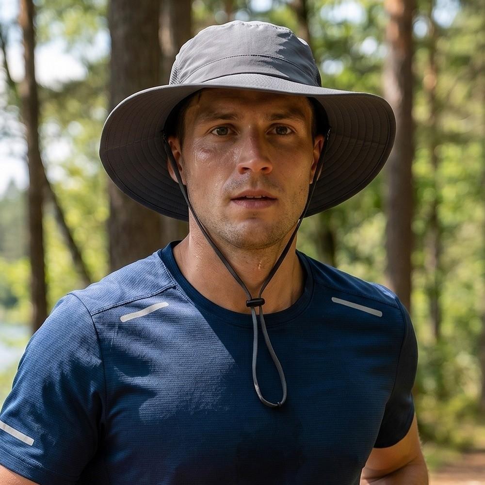 Breathable Fisherman Hat Solid Color Sun Protection Hat Windproof Hiking Cap Outdoor Hiking