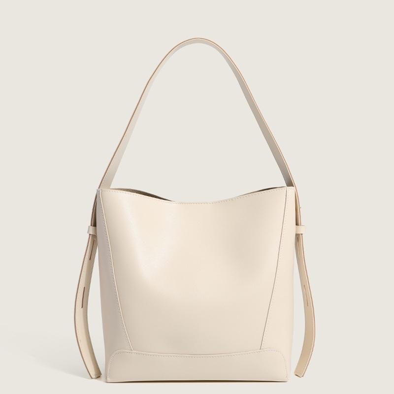 IELGY Women's Simple Solid Color Commuter Underarm Shoulder Bucket Bag, Versatile Large-capacity Tote Bag