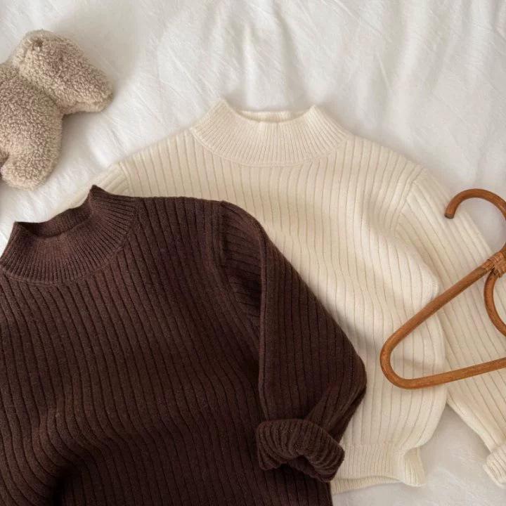 Thick Solid Knit Sweater for Baby Boys and Girls Winter Warm Base Layer Top