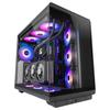 Mars Gaming MC-REV, Boîtier Gaming ATX, Double Verre Trempé, 3 Ventilateurs ARGB Inversés, GPU Vertical, Refroidissement 360mm, Noir