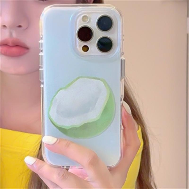 Ins фрукт яблоко груша арбуз кокос Чехол для телефона для iPhone 16 15 14 13 Pro Max Силиконовый противоударный и защищающий от падений чехол