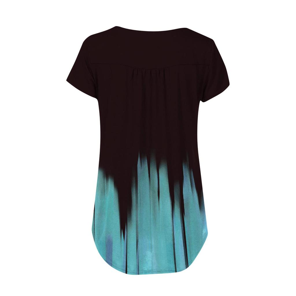 Женская туника с коротким рукавом, свободные топы, повседневные топы больших размеров, плиссированная туника на пуговицах, повседневные летние топы с цветочным принтом для женщин