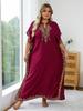 Deep Red Women's Dress Kaftan Gold Embroidered Robe Long Dress Plus Size Caftan Snazzy Homewear Swimsuit Cover-up Light Jacket Q1545