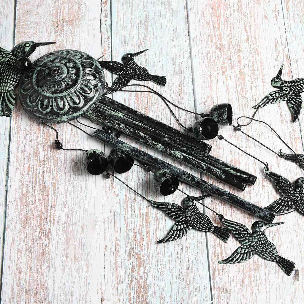 Зеленые ретро животные железные колокольчики ветра водонепроницаемые металлические колокольчики ветра с 4 алюминиевыми трубками 6 колокольчиков романтический колокольчик ветра для дома