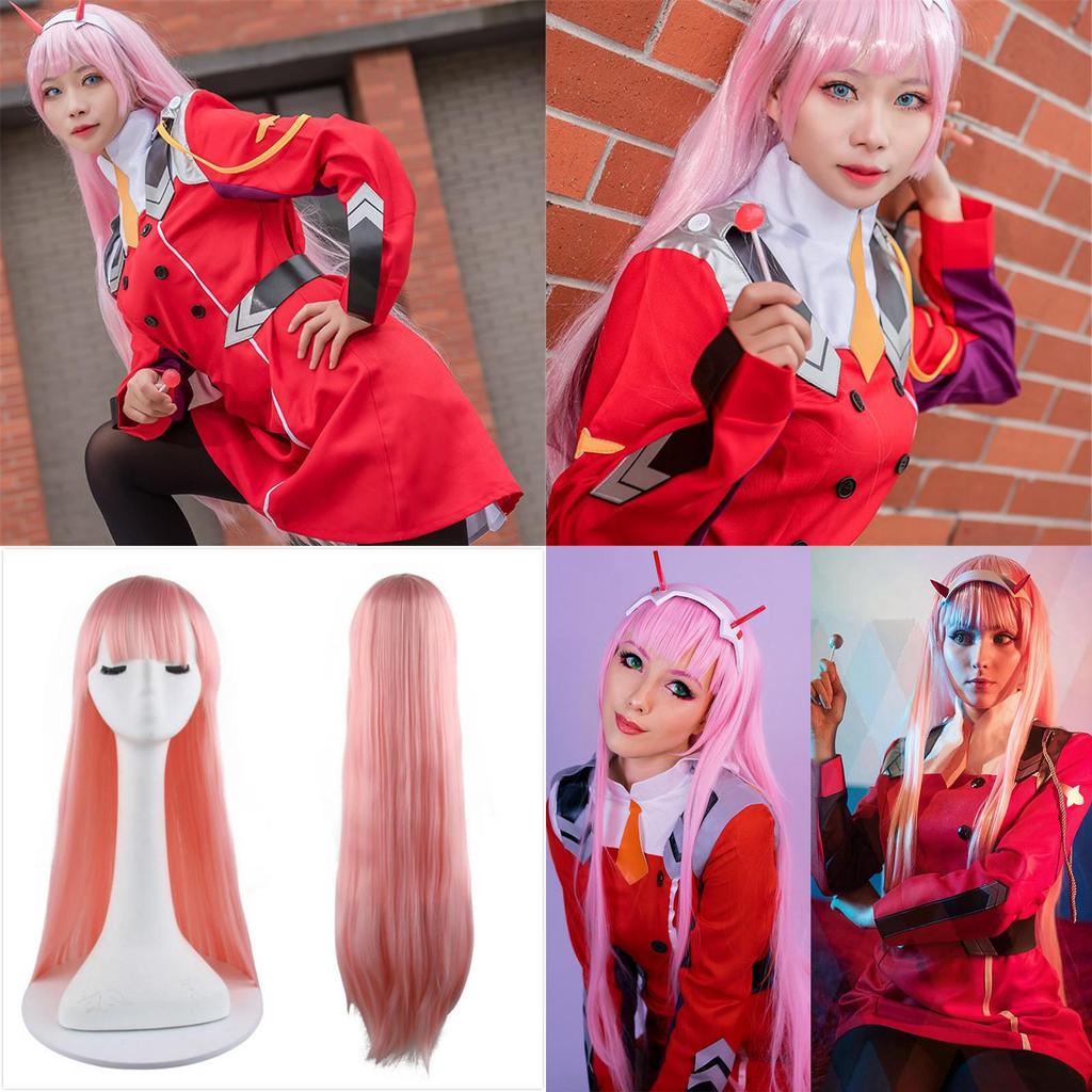Яркое платье Zero Two из Darling In The Franxx с головным убором для косплей-мероприятий