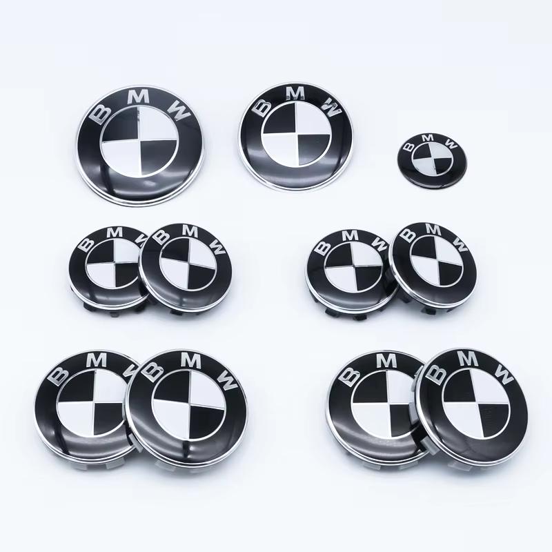 7Pcs Car Front Hood Emblem Wheel Hub Caps Black White Logo For BMW M Logo X1 X2 X3 X4 X5 X6 F48 F39 F10 F30 G11 E60 G01 E84 E83 PUHJY1