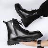 Fashion High Top Men's Casual Boots Fashion Leather Outdoor Boots Luxury Brand Handmade Ankle Boots for Men Motorcycle Boots Work Boots