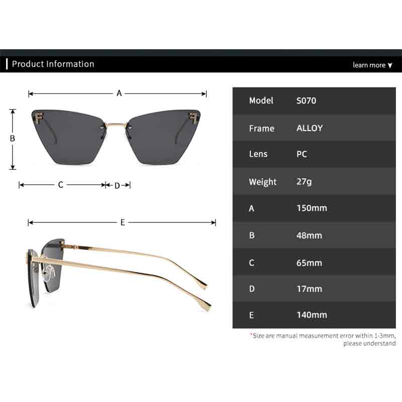 Винтажные безободковые металлические солнцезащитные очки «кошачий глаз» для женщин и мужчин, градиентные, роскошный бренд, солнцезащитные очки для путешествий и активного отдыха, женские и мужские очки, защита от УФ-лучей UV400