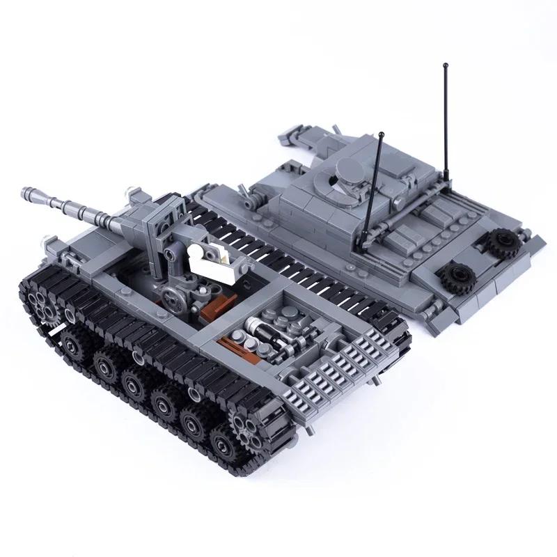 MOC Военный Танк Штурмгешютц III WW2 Строительные Блоки Германия Фигурки Солдат Артиллерийское Оружие Детские Игрушки Аксессуары Армейский Автомобиль Кирпичики