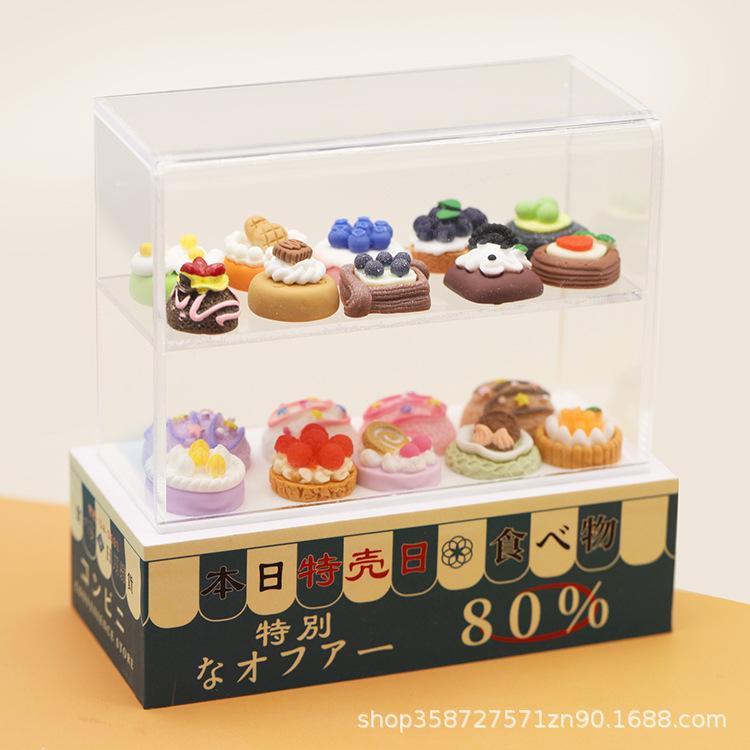 Simulation Mini Doll House Acrylic Cake Cabinet Dessert Rack Doll House Ornament Play House Children'S Toy Model