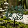Unique Garden Accent Metal Bird Stake, Weather Resistant Iron Yard Art Ornament, Rust Proof Lawn Decoration Retro Patina Finish Sign for Outdoor Decor