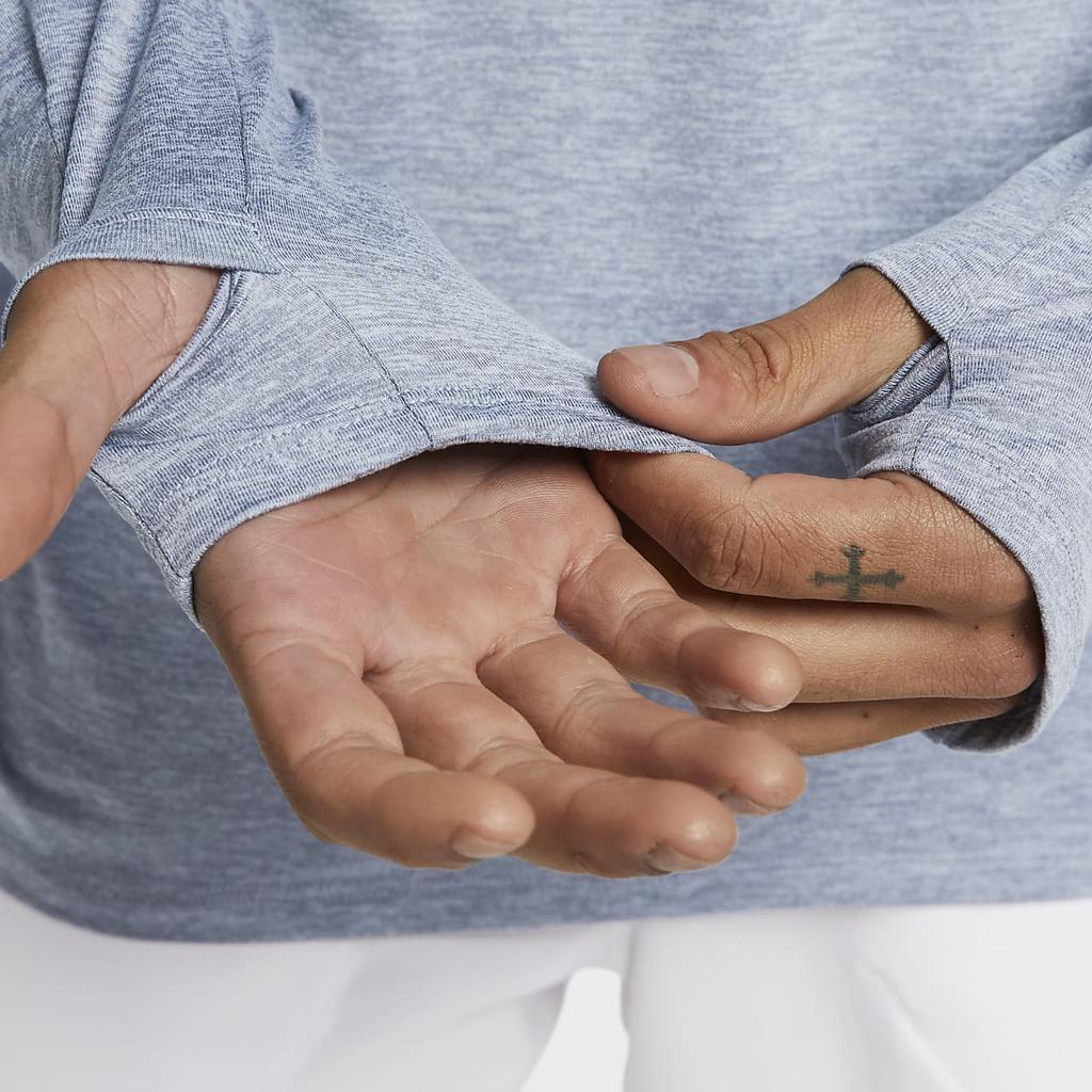 Nike Однотонная футболка с круглым вырезом и полумолнией, длинный рукав, мужские топы, серый цвет DD4756-493