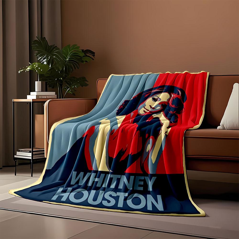 Pop art-style portrait with red and blue color blocks and bold contrasts. for all seasons blanket lunch break throw gift