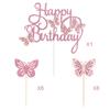 13 шт. Розовые бабочки С днем рождения Топпер для торта Дети Девочка 1-й день рождения Украшение для торта Десерт Топпер для кексов Принадлежности