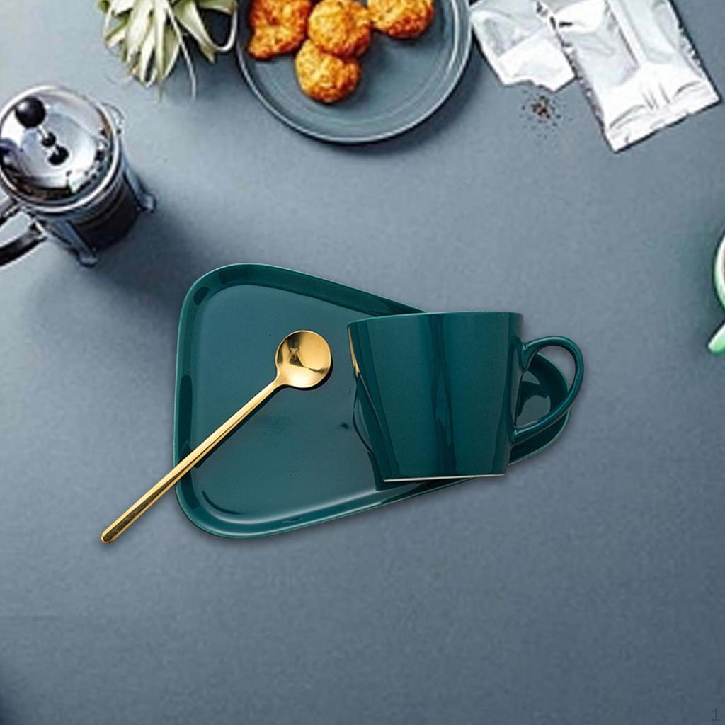 Керамическая кружка для кофе, набор, чашка для капучино с блюдцем и ложкой, новинка для сока, хлопья