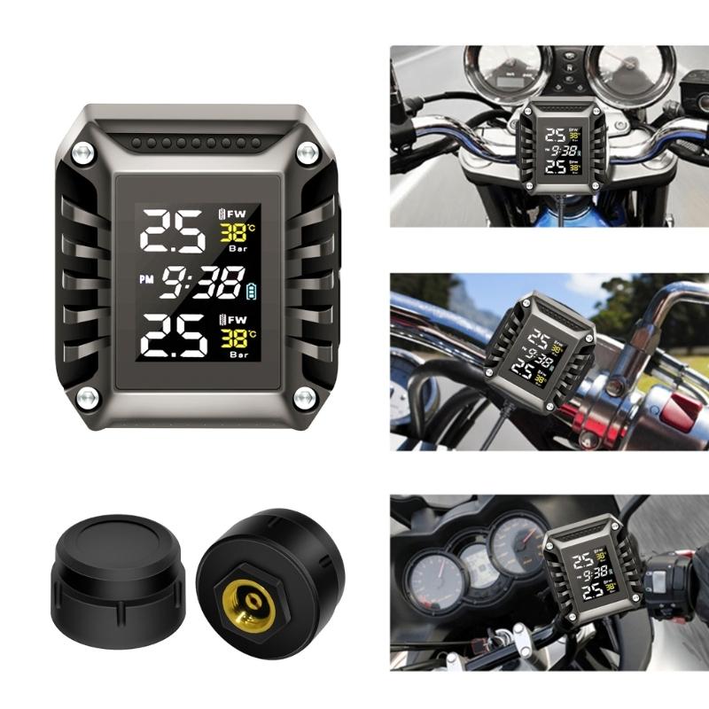 Wireless Tire Pressure Monitoring System for Motorcycles with Colorful LCD Display Pressure Temperature Alarm