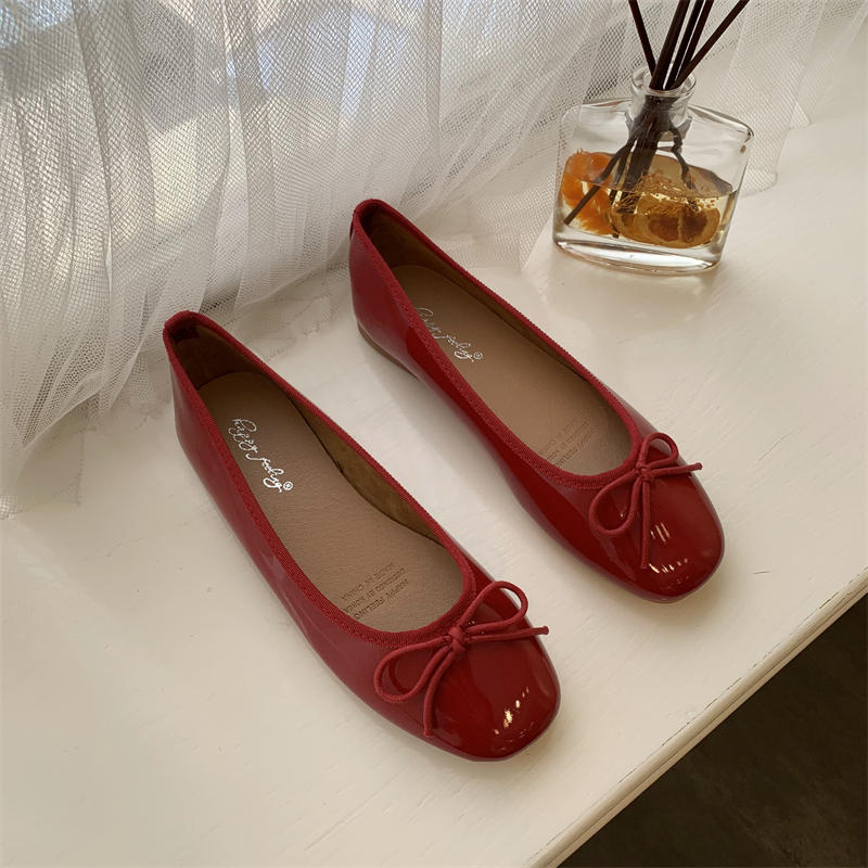 Women Flat Heel Outdoor Casual Mary Jane Red Flat Shoes Fashion Shallow Slip On Ladies Elegant Ballerinas Soft Shoes