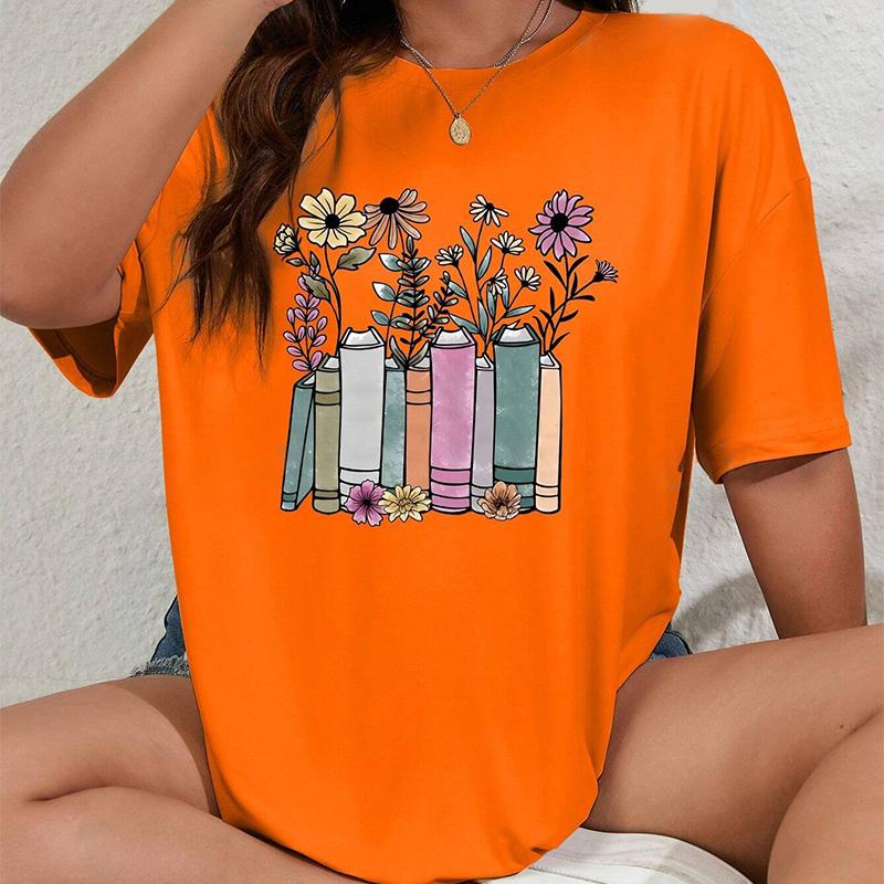 Модная женская креативная футболка с цветочным принтом, забавная повседневная футболка с круглым вырезом и короткими рукавами, летняя женская футболка