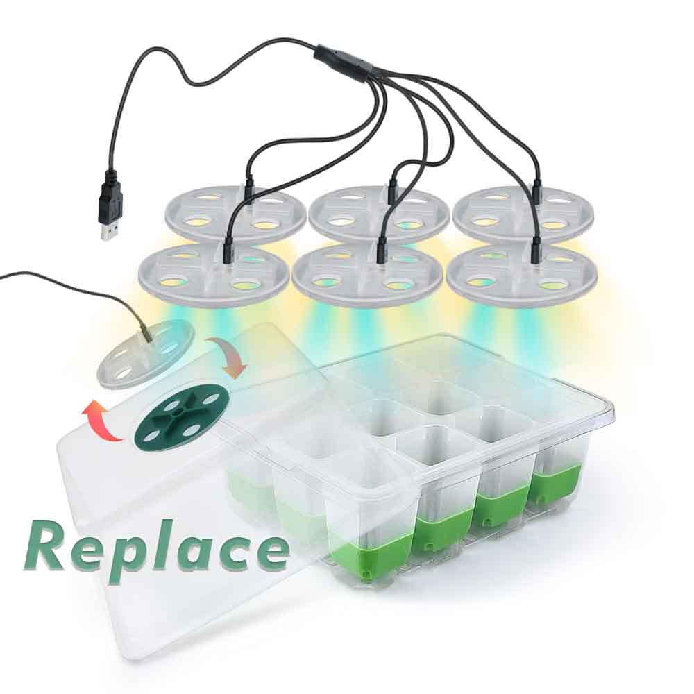 Светодиодная лампа для выращивания рассады, набор лотков с прозрачной крышкой, для домашнего сада, теплицы, для выращивания цветов, питомник, ящик для проращивания