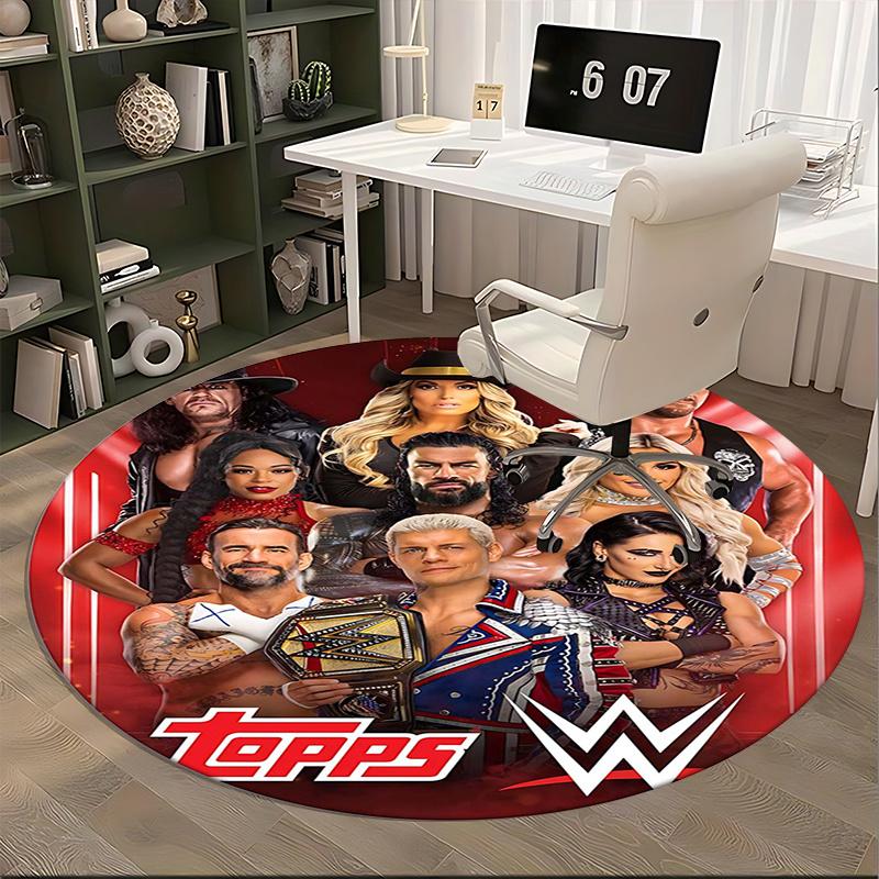 Коврик WWE Chair Round Rug - Ковер для офиса, Машинная стирка, Нескользящий, Подходит для гостиных, спален