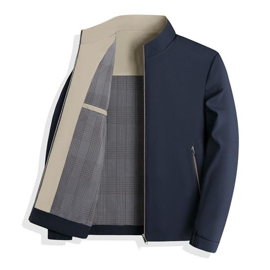 Мужская куртка с воротником-стойкой, длинным рукавом, однотонная клетчатая подкладка, куртка, пальто, карманы, застежка-молния, повседневная верхняя одежда