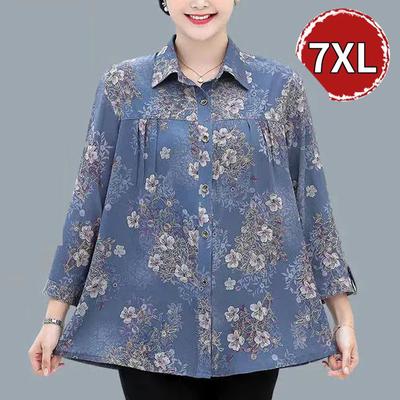 Женская повседневная хлопковая рубашка с принтом бабушки, рубашка с круглым вырезом, короткими рукавами, рубашка больших размеров, свободная блузка с графическим рисунком