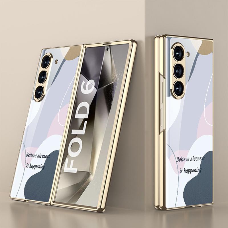 Новый чехол для телефона Samsung Galaxy Zfold6 5g, креативный чехол с HD-рисунком из закаленного стекла, легкий, роскошный, с точными отверстиями, защита от падений