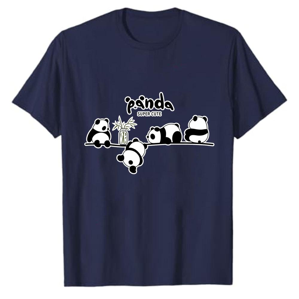 Panda TShirt Cute Pandas on Bamboo Super Cute Graphic Tee Panda Lover Kawaii Animal Shirt Short Sleeve Crew Neck Tops