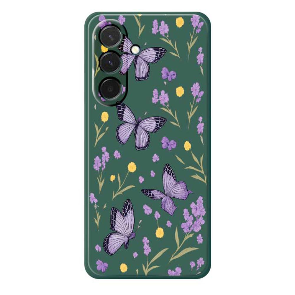 For Samsung Galaxy A36 5G Case Purple Butterflies Pattern Printing Straight Edge TPU Phone Back Cover