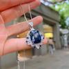 Jewelry Simulation Retro Fashion Color Treasure Simulation Blue Glass Pendant 12 * 16 Necklace