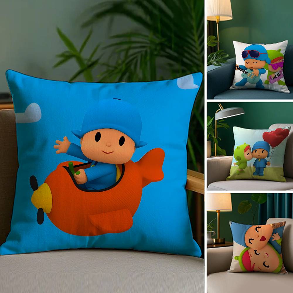 Милая наволочка с мультяшным принтом P-Pocoyo-MT, напечатанная, из матового флиса, подушка, нежная к коже, экологически чистая сублимационная печать