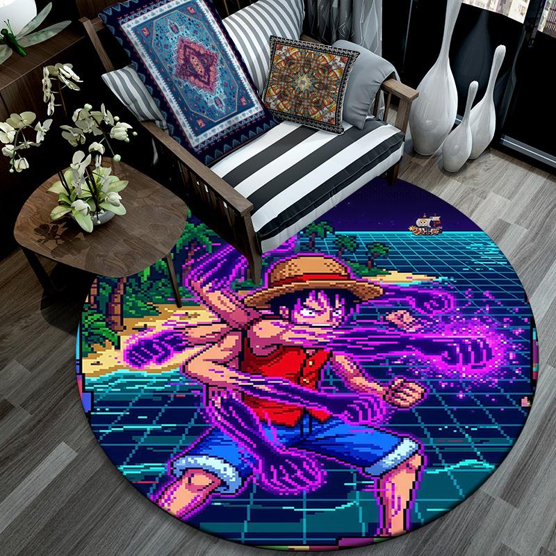 Luffy pattern round rug,Carpet Rug for Living Room Bedroom Playroom ,Non-slip Floor Mat,Holiday Gifts and Birthday Gifts.