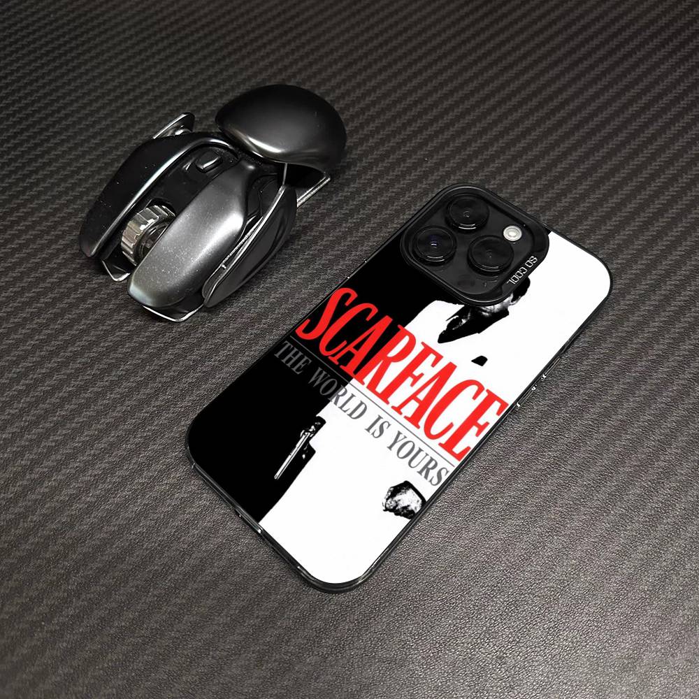 Классический S-Лицо со шрамом Тони Для iPhone 11 12 13 14 15 16 17 Pro Max Plus Цветной Черный Матовый Чехол для Телефона