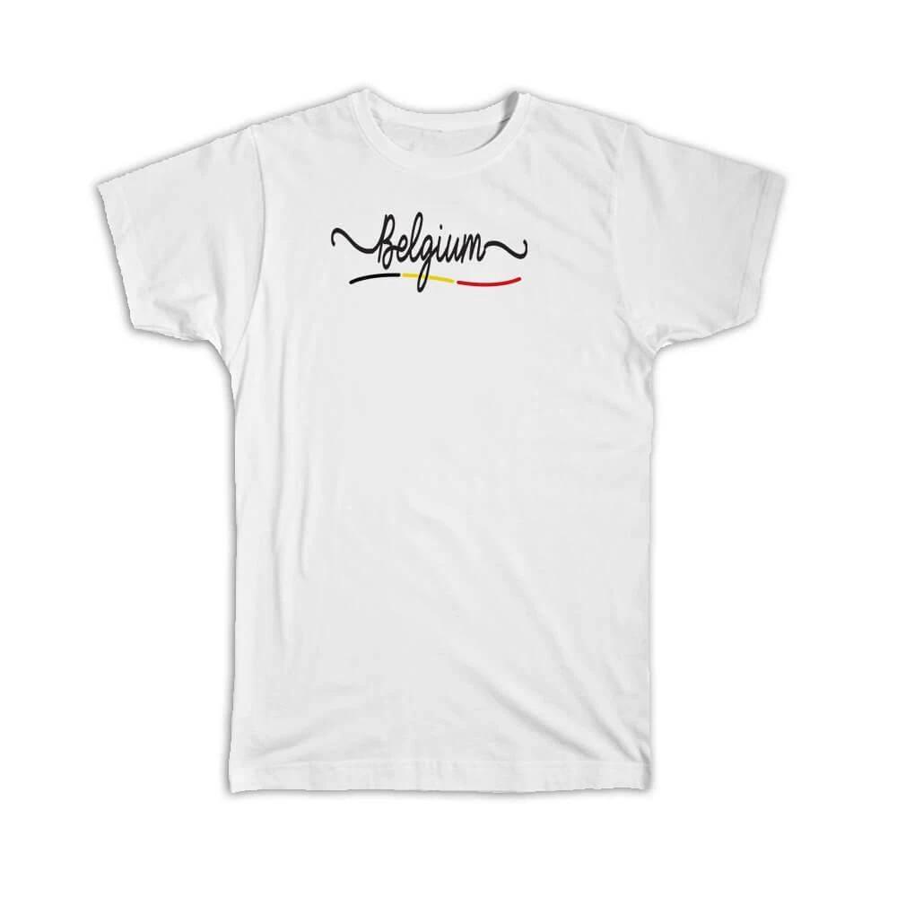 Gift T-Shirt : Belgium Flag Colors Belgian Travel Expat Country Minimalist