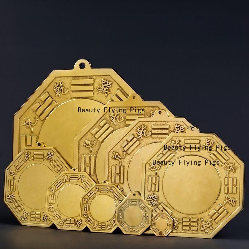 1pc Metal Bagua Mirror Tai Chi Bagua Convex/Concave Mirror Wall Decoration Portable Pendant Feng Shui Accessories Chinese Style