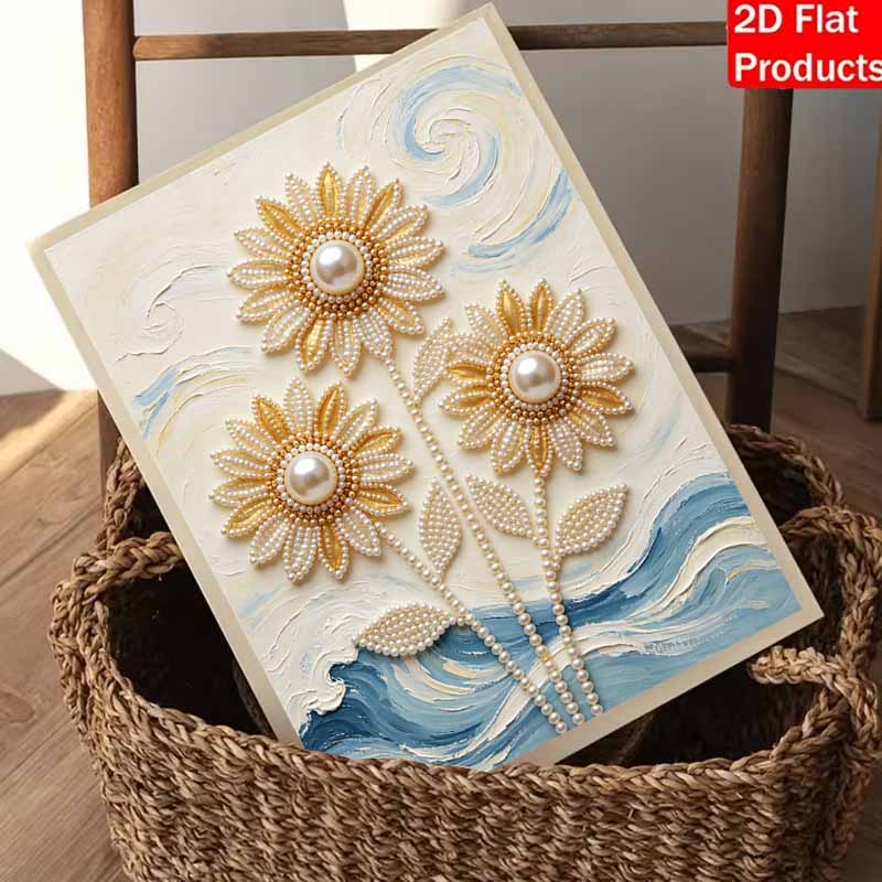 Pearl sunflower painting handmade creative projects. home wall decoration.