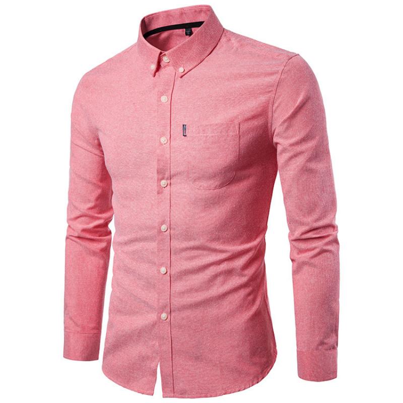 Осенняя новинка, мужская рубашка Oxford Spinning Slim Fit Solid Color Shirt Men's Shirt Long Sleeve Shirt Men's