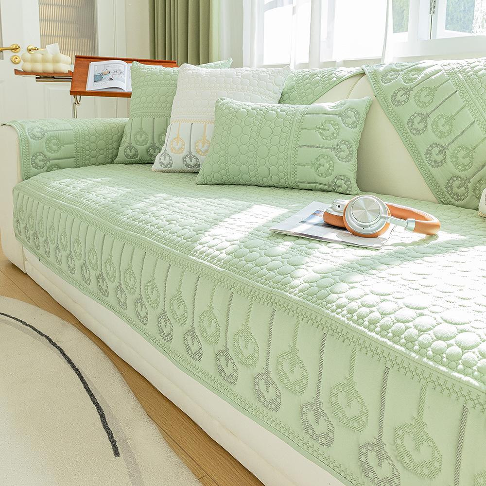 Four Seasons Sofa Cushion Embroidered Anti Slip Simple Modern Solid Color Fabric Universal Seat Cushion Sofa Cover Cover Cloth Scarf