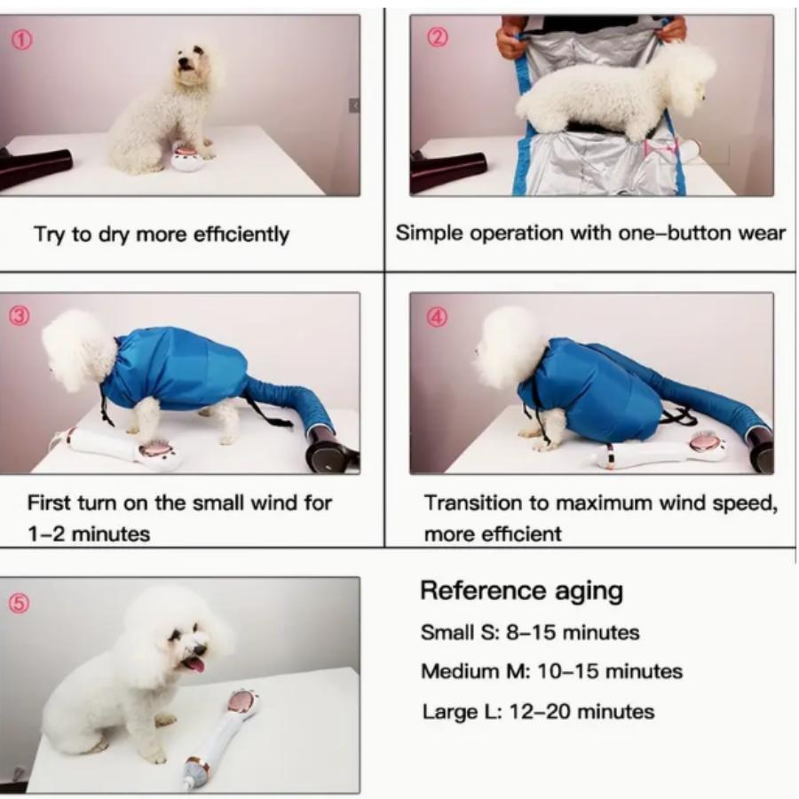 Мешок для сушки домашних животных Складной фен для волос для собак Мешок для выдувания Уход за домашними животными Сухой выдув Купание Сушка волос Одежда