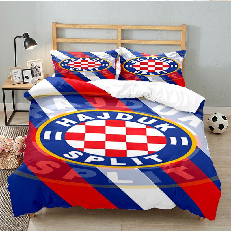 Hajduk Split Football Crest 3PCS Bedding set,Ideal for 1pc Duvet Cover And 2pcs Pillowcases Perfect for Fan gift,Ideal for Bedroom, Dormitory