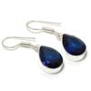 Iolite Pear Shape Gemstone Earrings Beautiful Unique Gift Handmade Jewelry 1.20"
