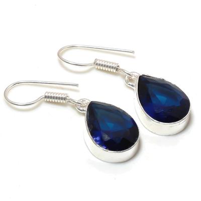 Iolite Pear Shape Gemstone Earrings Beautiful Unique Gift Handmade Jewelry 1.20"
