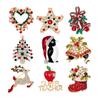 2021 New Year Christmas Brooch Flower Wreath Xmas Tree Bells Elk Enamel Brooches Pins For Women Men Fine Jewelry Christmas Gifts