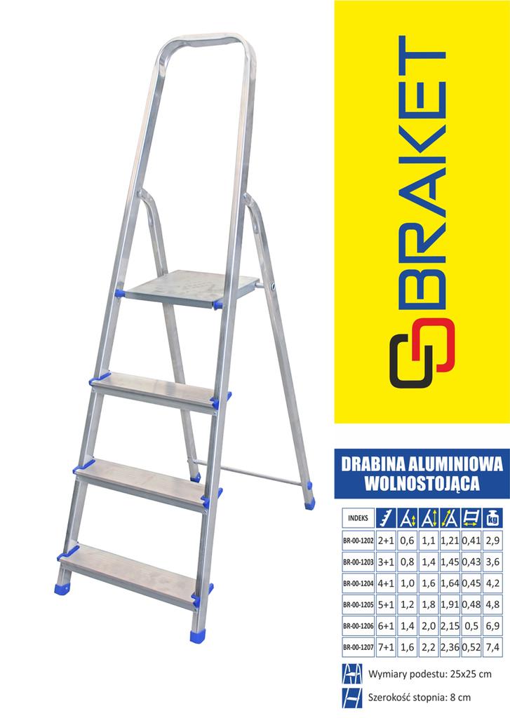 Free-Standing Aluminum Ladder 121 Cm 2 Steps + Platform - Br-00-1202